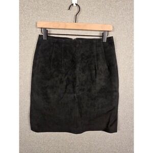 Margo's Black Suede Leather Pencil Skirt High Waisted Size 9 Vintage Minimalist